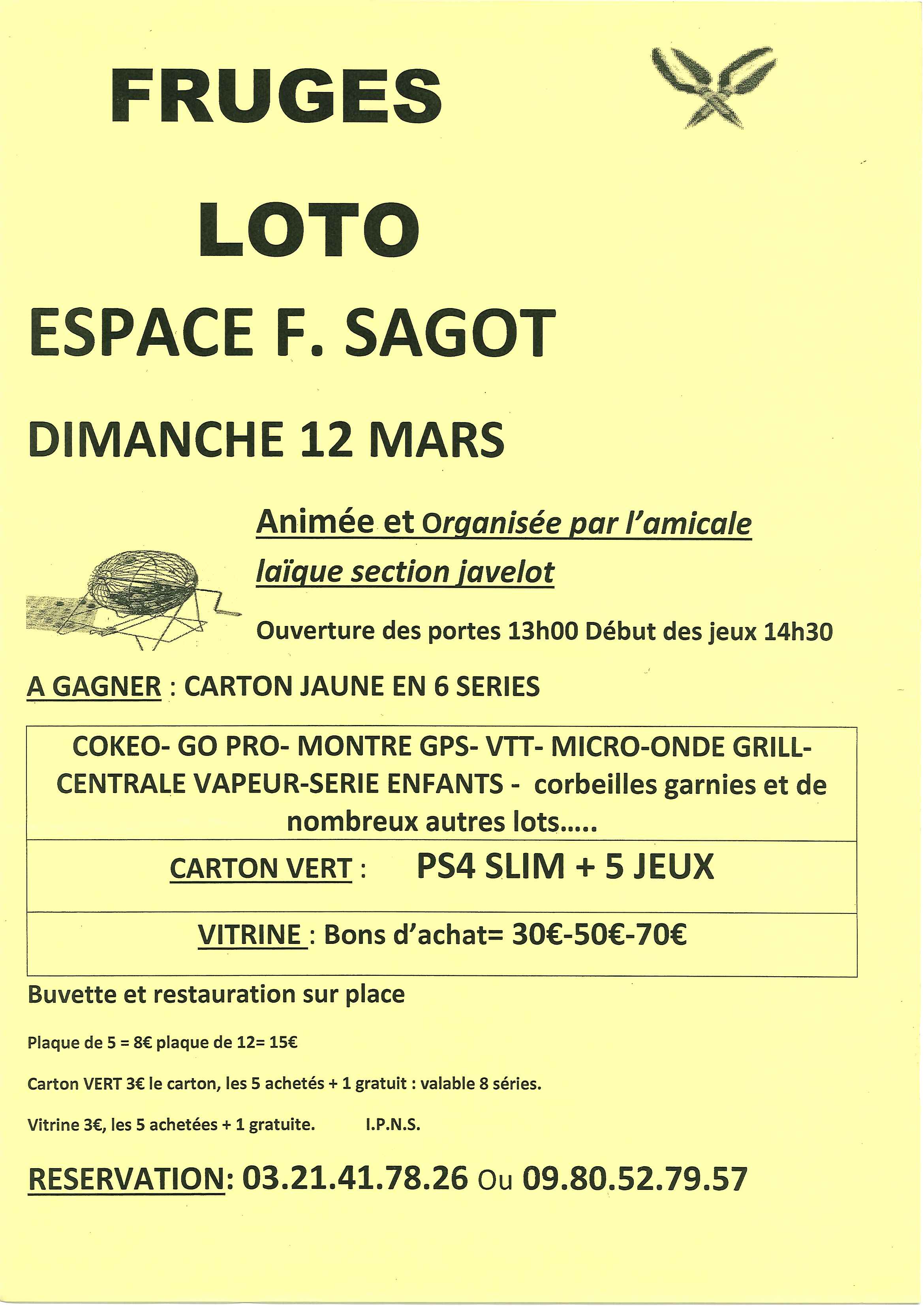 Loto - Dimanche 12 mars 2017
